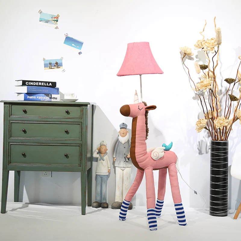 Bell stoffen kap staande lamp kinderen 1 kop roze/wit vloerlamp met eenhoorn decoratie voor kinderkamer Clearhalo