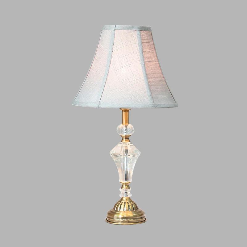 Bell-nachttafellamp met 1 lichtpaneel, nachtkastje van witte stof met kristallen accent Clearhalo