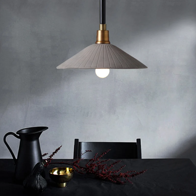 Betonnen conische hanglamp industriële stijl 1-lichts eettafel hanglamp met verstelbaar ophangkoord grijs Clearhalo