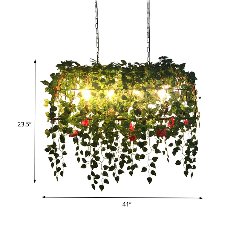 Birdcage metalen eiland kroonluchter licht antiek 4-kops restaurant plant plafondlamp zwart Clearhalo