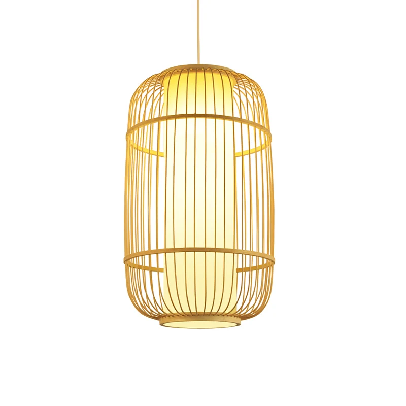 Birdcage Suspension Lighting Minimalistisch Bamboe 1��Head Restaurant Hangende Plafondlamp Hout Clearhalo