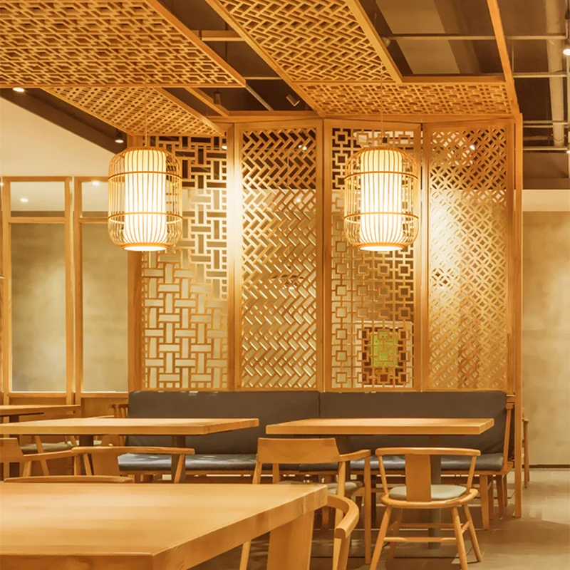 Birdcage Suspension Lighting Minimalistisch Bamboe 1��Head Restaurant Hangende Plafondlamp Hout Clearhalo