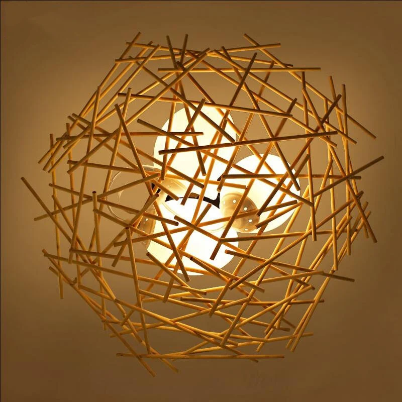 Birdnest Suspension Hanglamp Hedendaags Hout 1 Lamp Beige Hanglampset, 16,5"/24,5" Breed Clearhalo