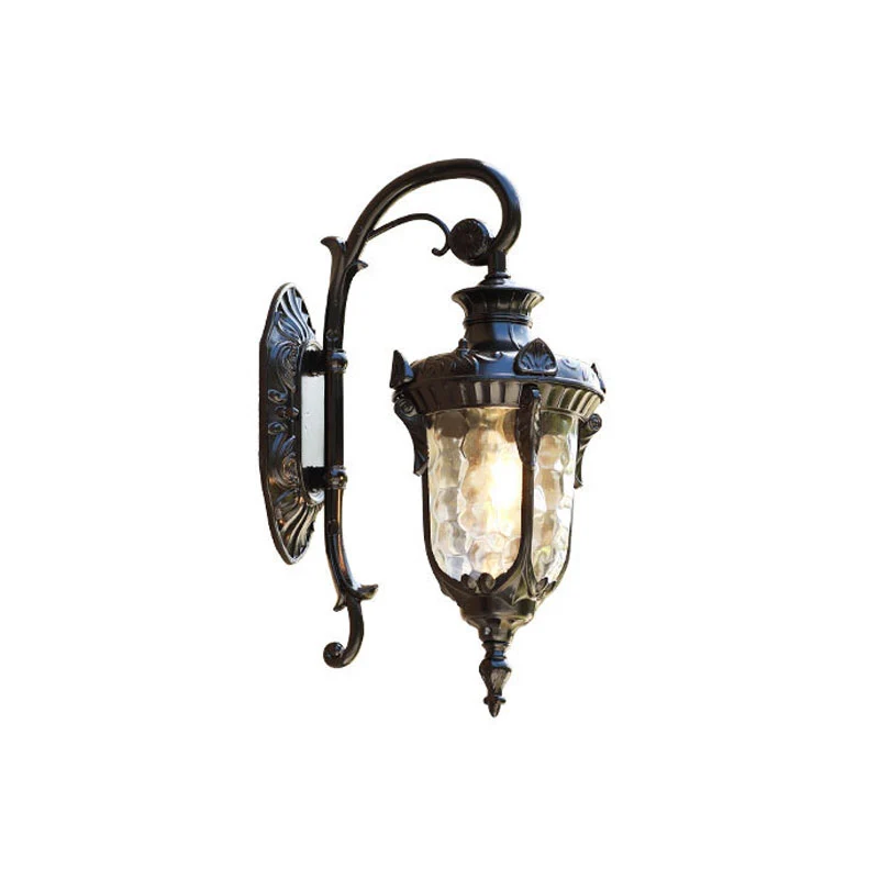 Black Bell Wandlamp Klassiek Rimpelglas 1 Lamp Binnenmuurverlichtingsarmatuur voor buiten Clearhalo