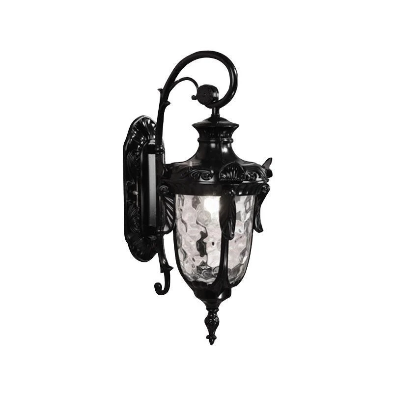Black Bell Wandlamp Klassiek Rimpelglas 1 Lamp Binnenmuurverlichtingsarmatuur voor buiten Clearhalo