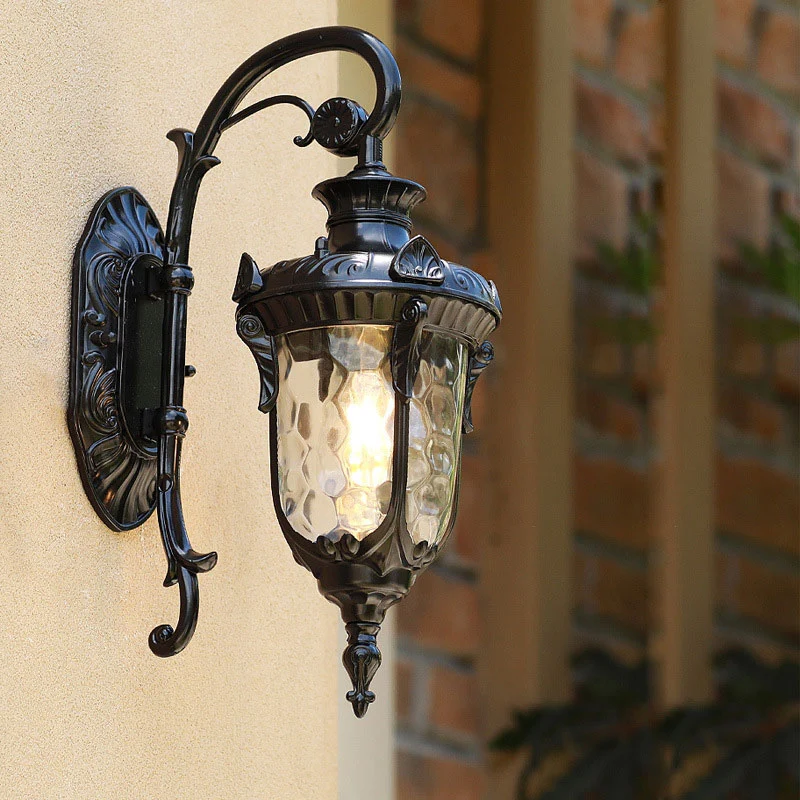 Black Bell Wandlamp Klassiek Rimpelglas 1 Lamp Binnenmuurverlichtingsarmatuur voor buiten Clearhalo