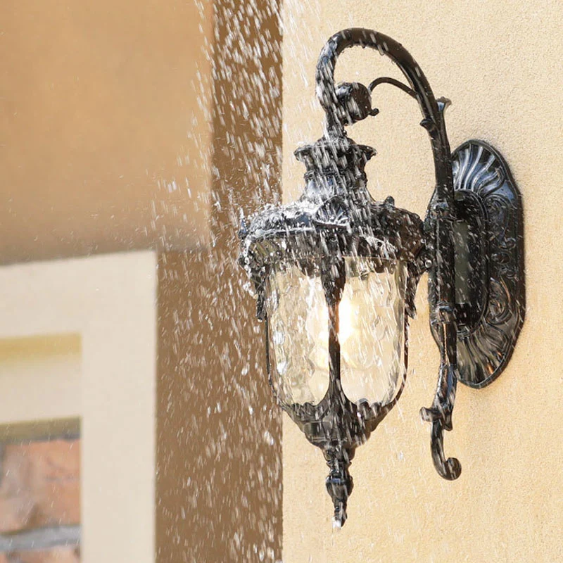 Black Bell Wandlamp Klassiek Rimpelglas 1 Lamp Binnenmuurverlichtingsarmatuur voor buiten Clearhalo