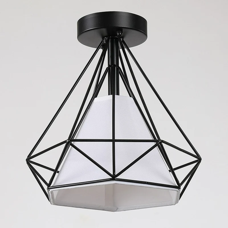 Black Diamond Cage Inbouwarmatuur Vintage Ijzer 1 Lamp Gangpad Semi Flush Plafondlamp Clearhalo