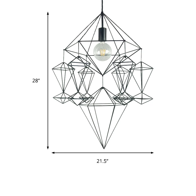 Black Diamond Hanglamp Klassiek Metaal 1 Licht Woonkamer Hangend Plafondlamp Clearhalo