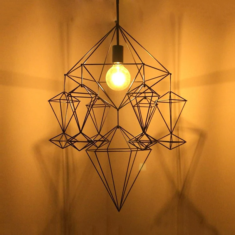 Black Diamond Hanglamp Klassiek Metaal 1 Licht Woonkamer Hangend Plafondlamp Clearhalo