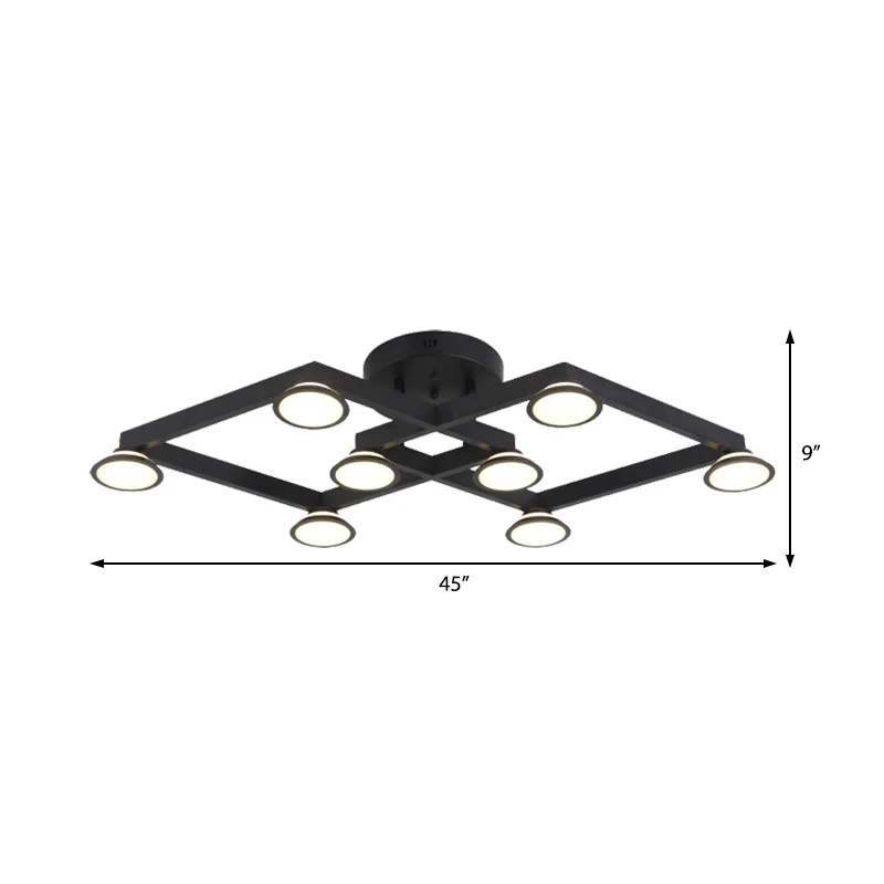 Black Diamond Shape Inbouwlamp 8 Lichten Moderne Aluminium E14 Plafondlamp voor Restaurant Clearhalo