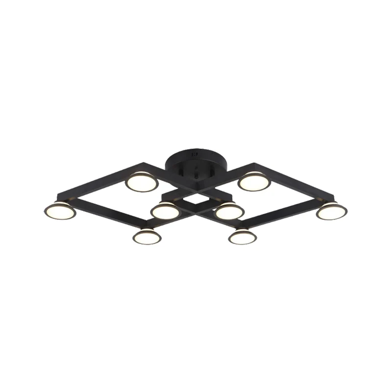 Black Diamond Shape Inbouwlamp 8 Lichten Moderne Aluminium E14 Plafondlamp voor Restaurant Clearhalo