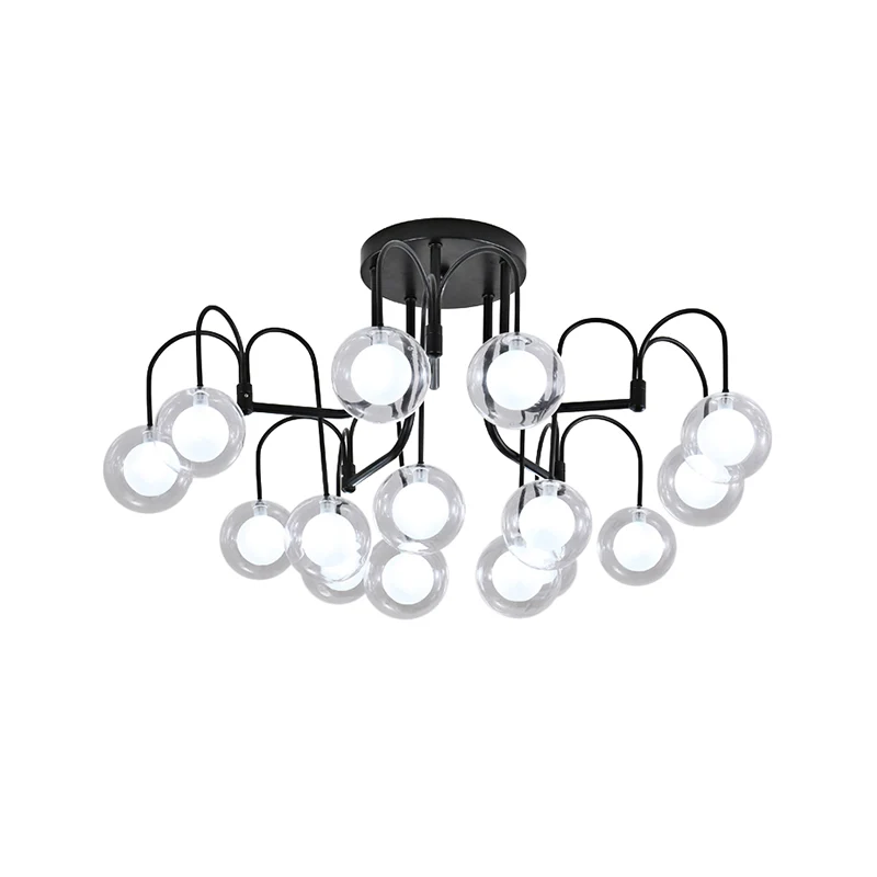 Black Willow Branch semi-inbouwverlichting modernistische multi-lights metalen semi-inbouwlamparmatuur met helderglazen bo...