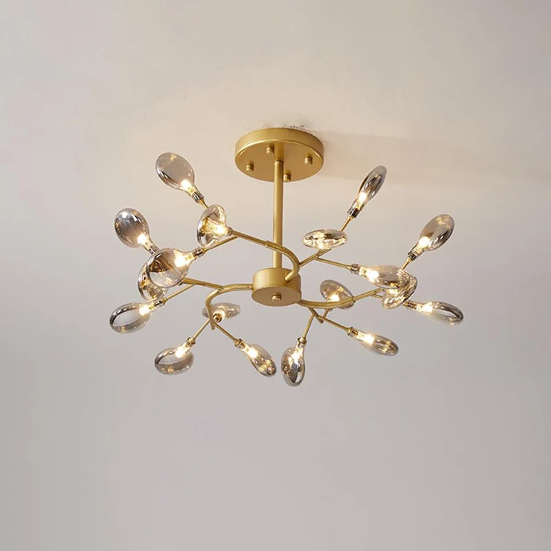 Bladeren Plafondkroonluchter Moderniteit Acryl Woonkamer LED-hanglamp goud Clearhalo