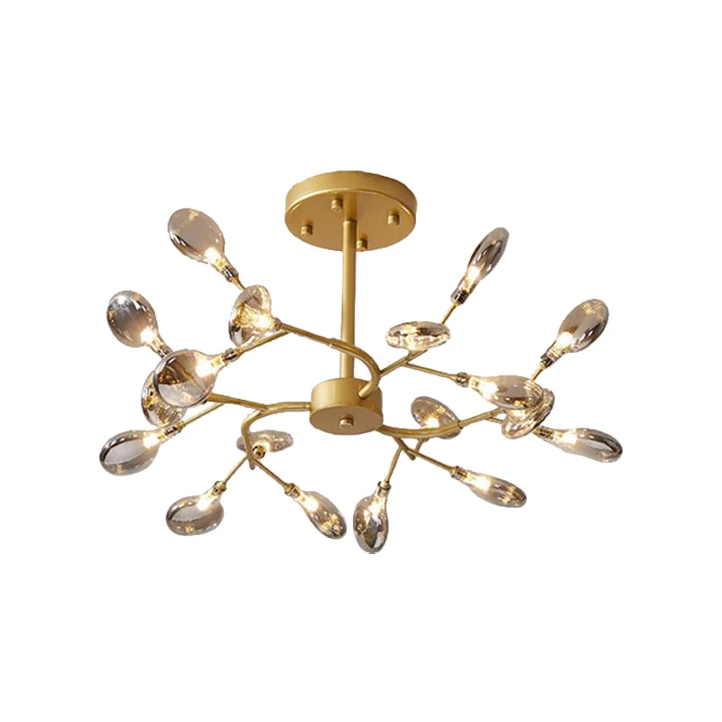 Bladeren Plafondkroonluchter Moderniteit Acryl Woonkamer LED-hanglamp goud Clearhalo