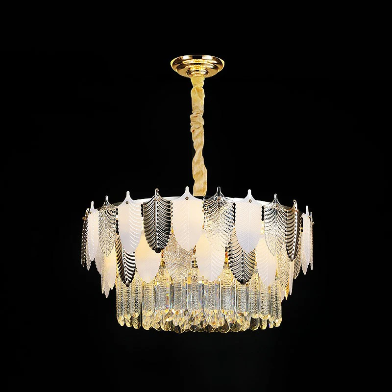 Bladhangende kroonluchter Modern helder kristallen prisma hanglamp voor woonkamer Clearhalo