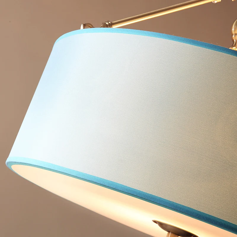 Blauw 4-lichts plafondmontage traditioneel stoffen trommel semi-inbouwlicht voor gang Clearhalo