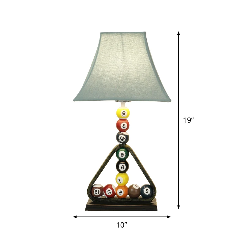 Blauw uitlopende studieverlichting, 1-lichts stoffen leesboeklamp voor kinderen met biljartbaldecor Clearhalo