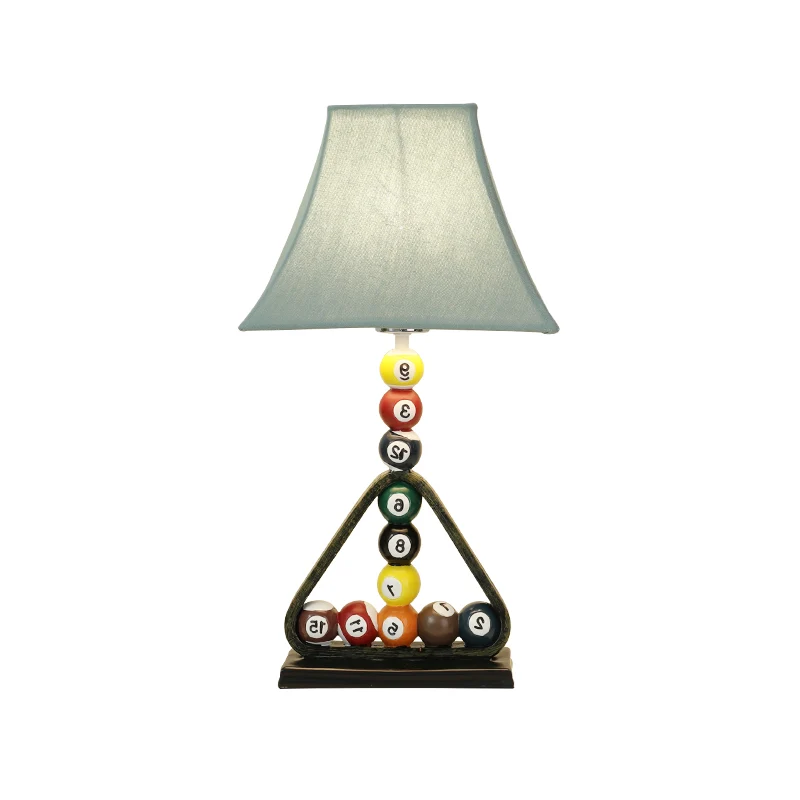 Blauw uitlopende studieverlichting, 1-lichts stoffen leesboeklamp voor kinderen met biljartbaldecor Clearhalo