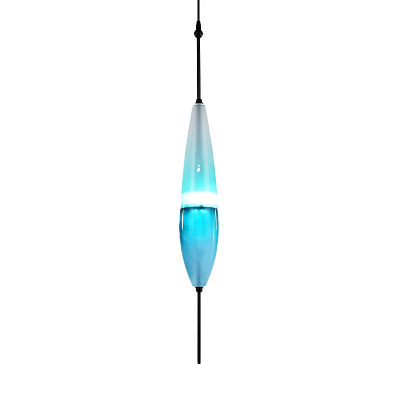 Blauwe druppelvormige/trommel/cilinder hanglamp Moderne 1-lichts glazen hangende plafondlamp wit/warm licht Clearhalo
