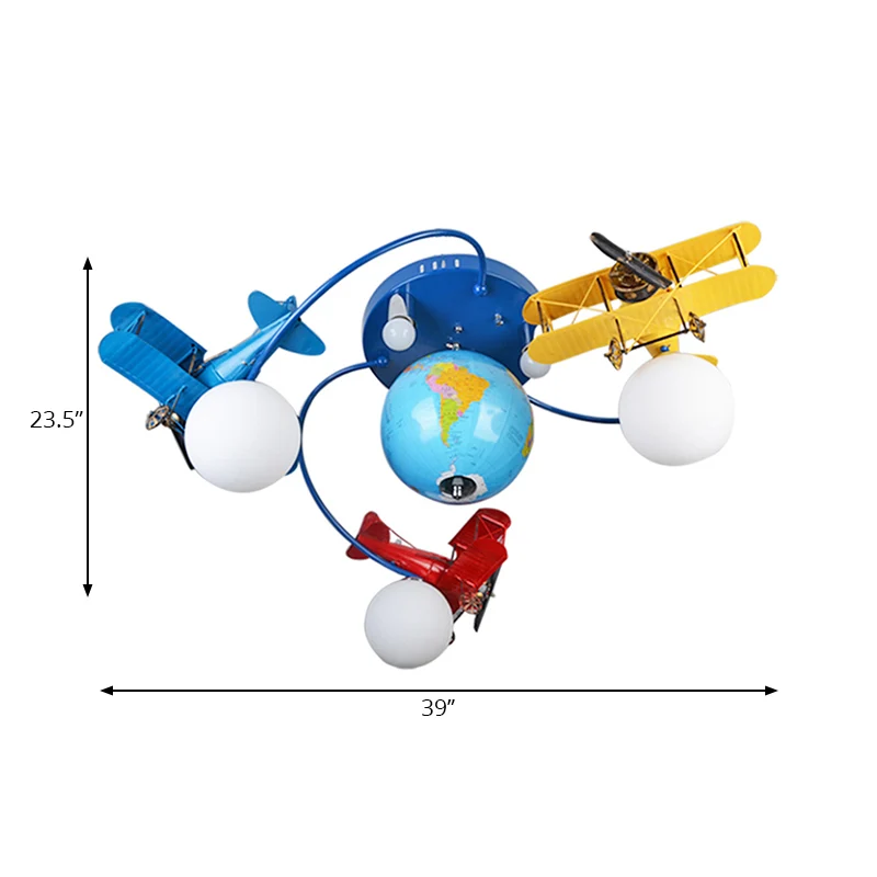 Blauwe gevechtsvliegtuig inbouwplafondlamp Cartoon metalen plafondlamp voor kinderslaapkamer Clearhalo