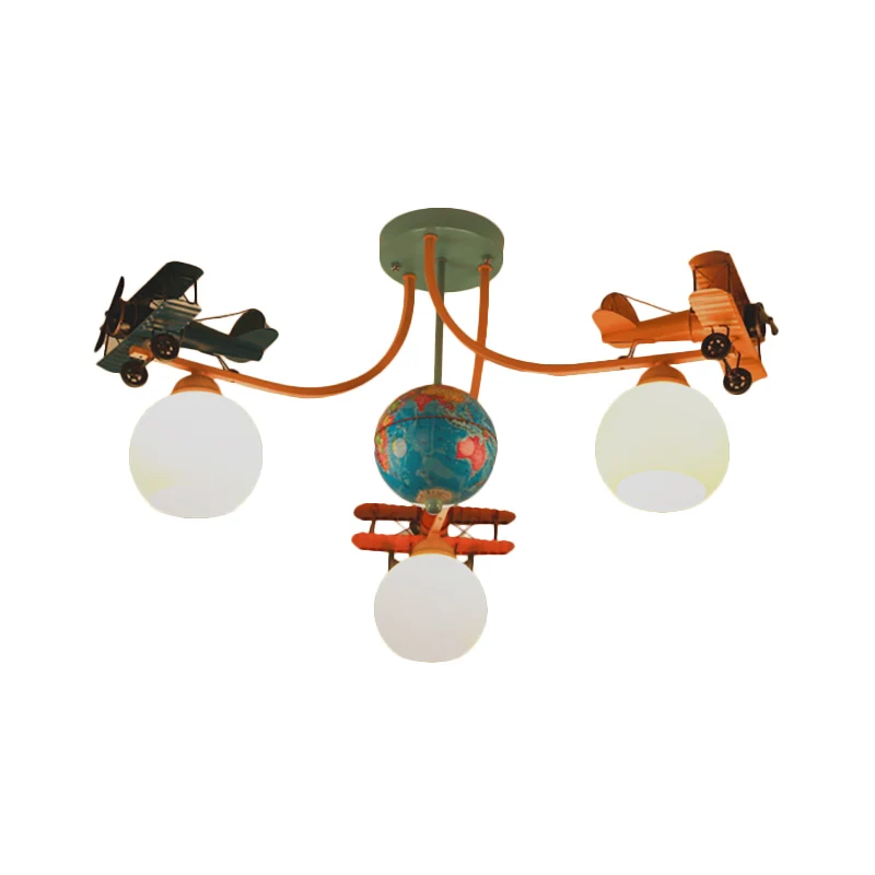 Blauwe gevechtsvliegtuig inbouwplafondlamp Cartoon metalen plafondlamp voor kinderslaapkamer Clearhalo
