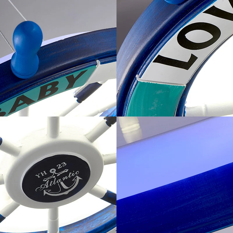 Blauwe roervormige kroonluchter verlichting modernistische stijl LED houten hanglamp voor de kleuterschool Clearhalo