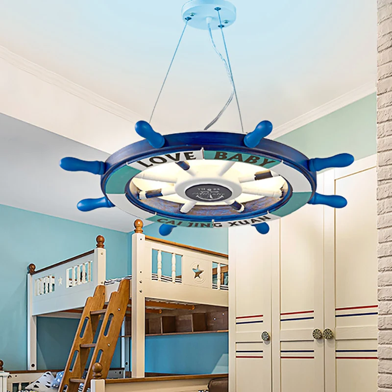 Blauwe roervormige kroonluchter verlichting modernistische stijl LED houten hanglamp voor de kleuterschool Clearhalo