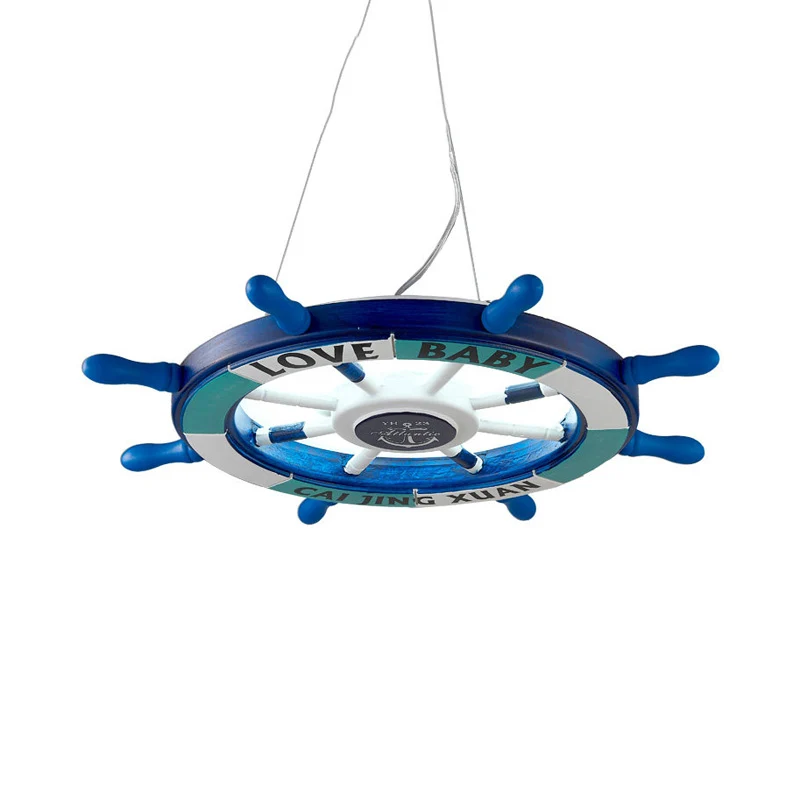 Blauwe roervormige kroonluchter verlichting modernistische stijl LED houten hanglamp voor de kleuterschool Clearhalo