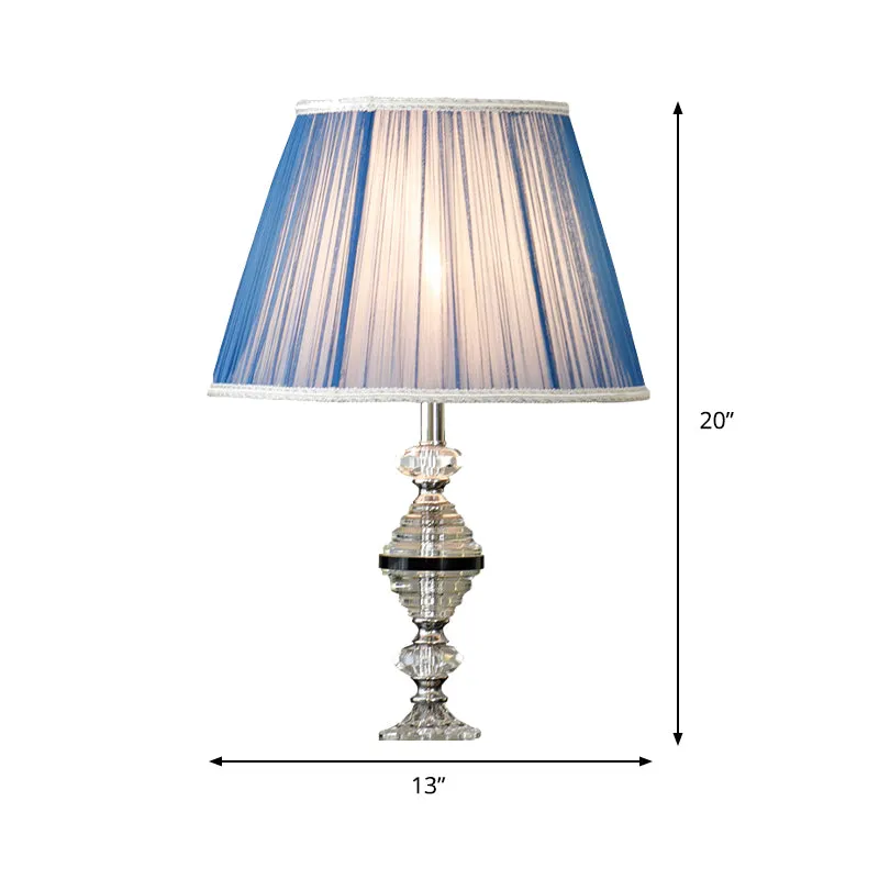 Blauwe taps toelopende nachttafellamp eigentijds 1 lamp helder K9 kristal nachtkastje licht voor woonkamer Clearhalo
