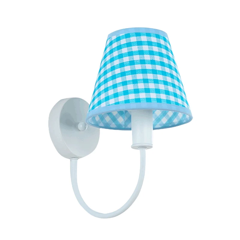 Blauwe taps toelopende wandkandelaar Moderne 1-lichts stoffen wandgemonteerde verlichting met zwanenhalsarm Clearhalo