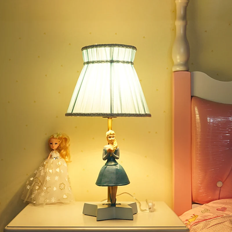 Blauwe Vat Tafellamp Cartoon 1 Lichte Stoffen Leeslamp met Meisjesdecoratie voor Kinderkamer Clearhalo