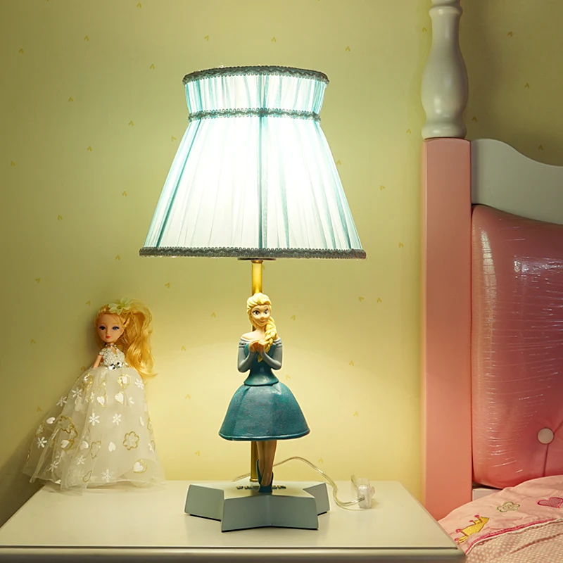 Blauwe Vat Tafellamp Cartoon 1 Lichte Stoffen Leeslamp met Meisjesdecoratie voor Kinderkamer Clearhalo