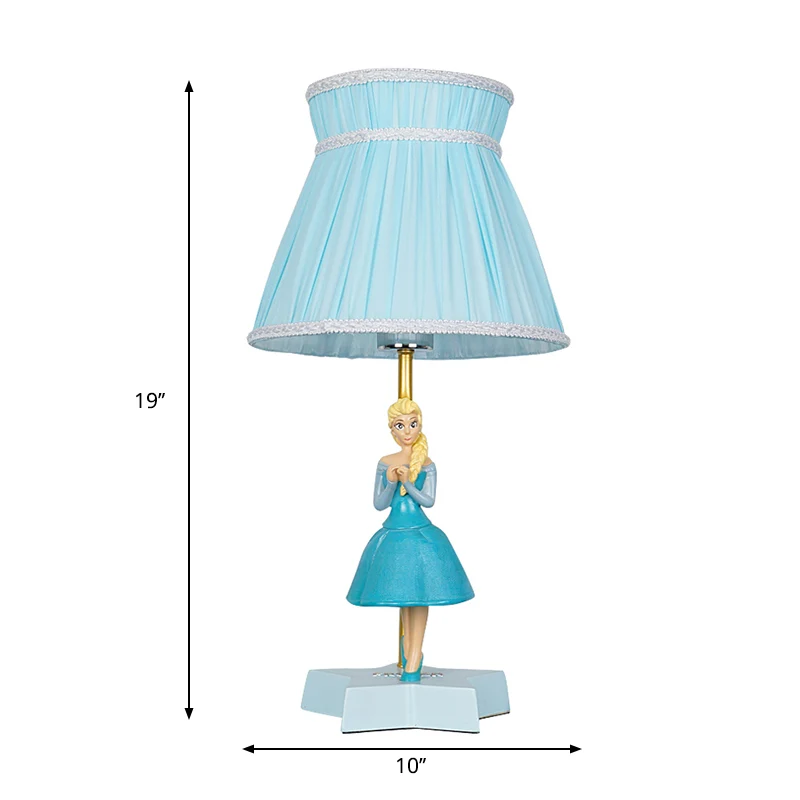Blauwe Vat Tafellamp Cartoon 1 Lichte Stoffen Leeslamp met Meisjesdecoratie voor Kinderkamer Clearhalo