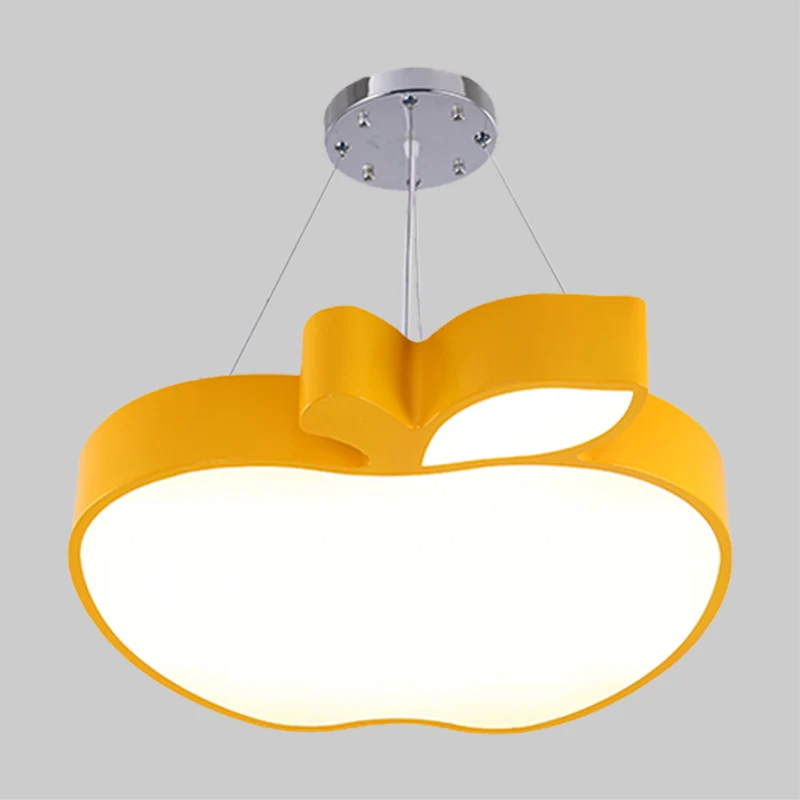 Blauw/Geel/Groen Apple Plafondhanger Eenvoud LED Acryl Kroonluchter Verlichting voor Kinderkamer Clearhalo