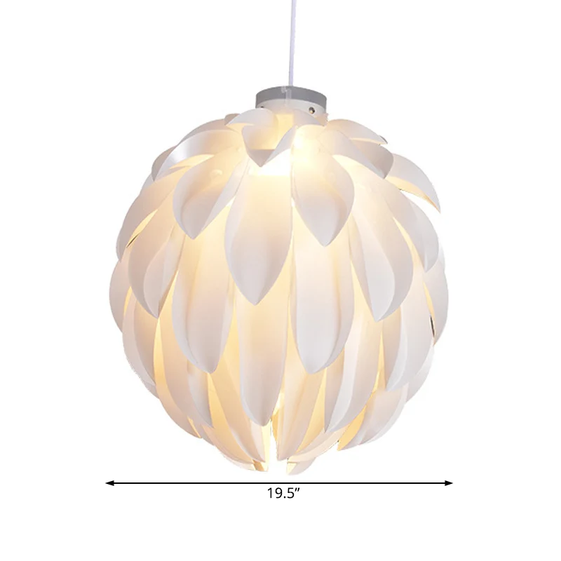 Bloem hanglamp art deco kunststof 1 licht wit plafond hanglamp voor eetkamer, 16"/19,5" breed Clearhalo