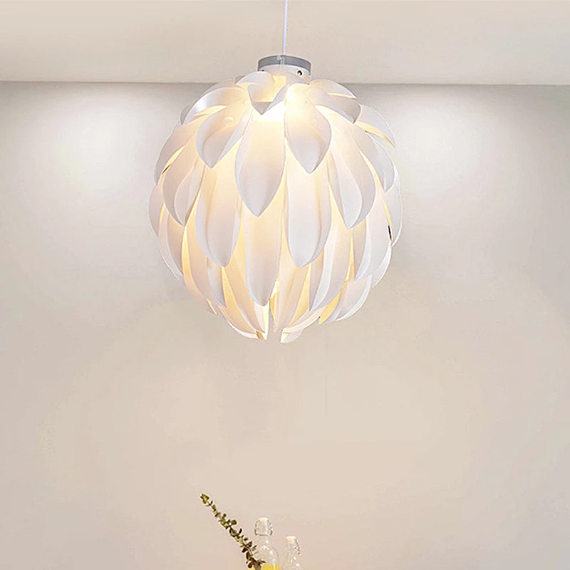 Bloem hanglamp art deco kunststof 1 licht wit plafond hanglamp voor eetkamer, 16"/19,5" breed Clearhalo