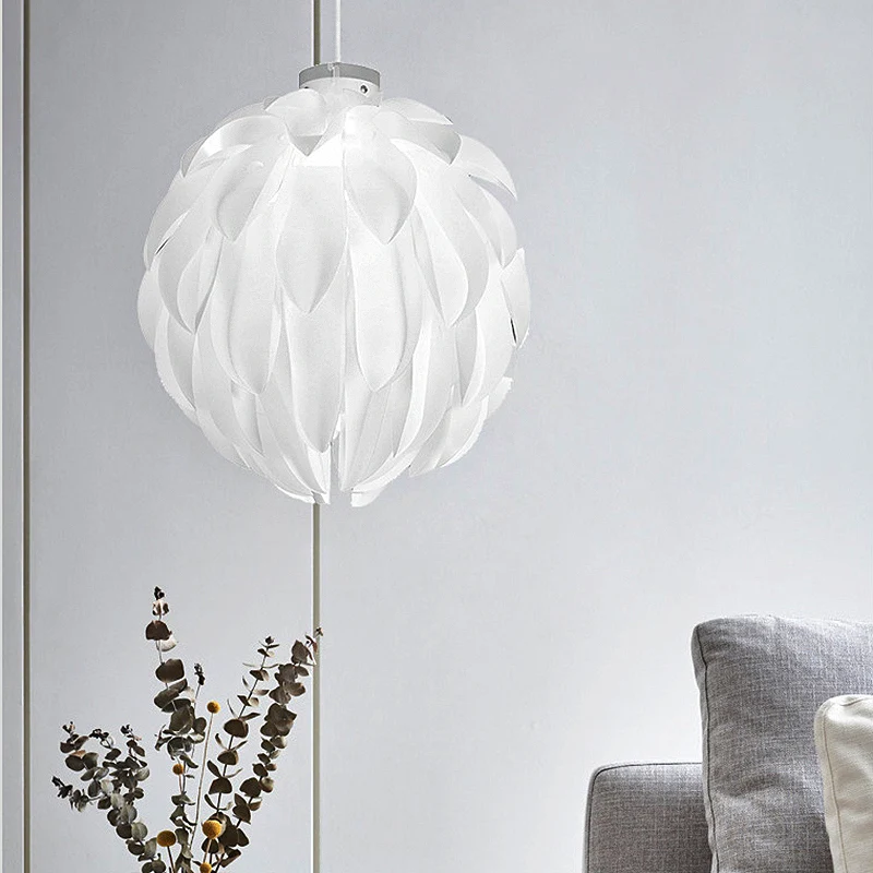Bloem hanglamp art deco kunststof 1 licht wit plafond hanglamp voor eetkamer, 16"/19,5" breed Clearhalo