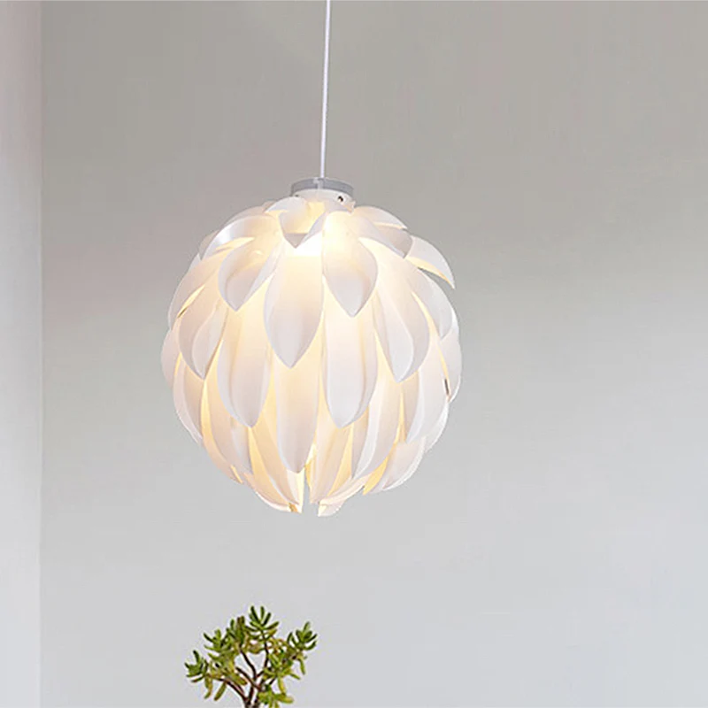 Bloem hanglamp art deco kunststof 1 licht wit plafond hanglamp voor eetkamer, 16"/19,5" breed Clearhalo