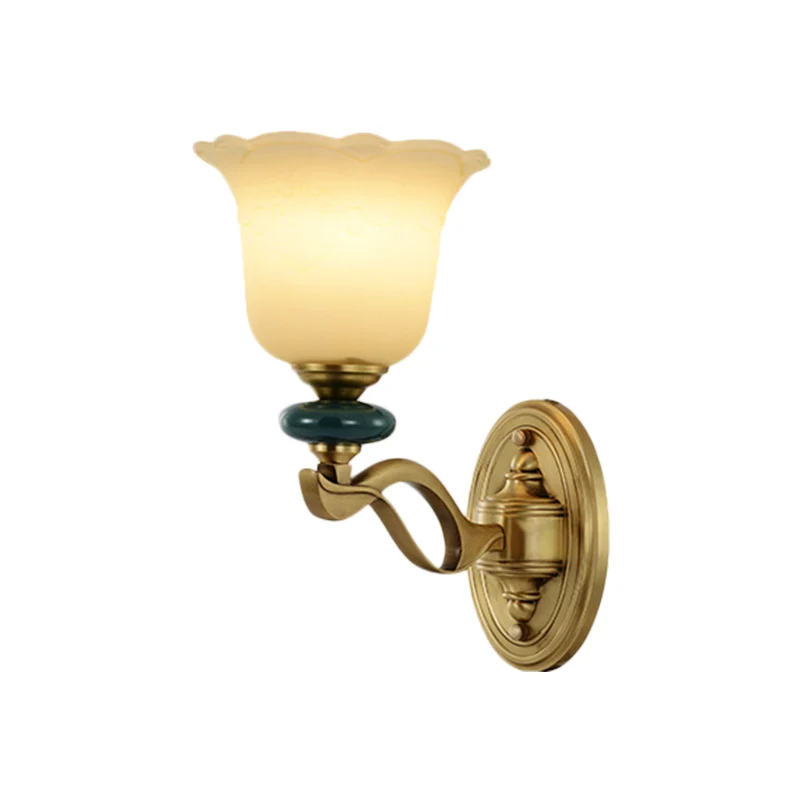 Bloem matglazen wandgemonteerde lamp Traditionele 1/2-lichts binnenwandlamp goud Clearhalo