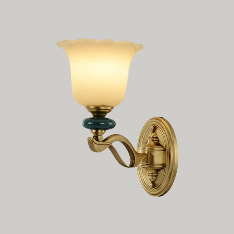 Bloem matglazen wandgemonteerde lamp Traditionele 1/2-lichts binnenwandlamp goud Clearhalo