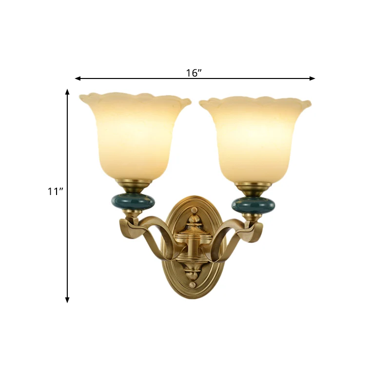 Bloem matglazen wandgemonteerde lamp Traditionele 1/2-lichts binnenwandlamp goud Clearhalo