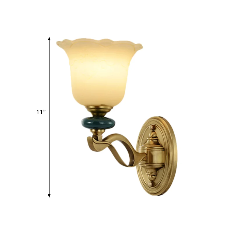Bloem matglazen wandgemonteerde lamp Traditionele 1/2-lichts binnenwandlamp goud Clearhalo