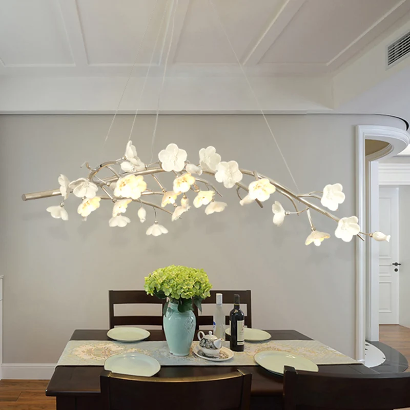 Bloem metalen kroonluchter verlichtingsarmatuur landelijk 9-lichts slaapkamer hanglampset zilver Clearhalo
