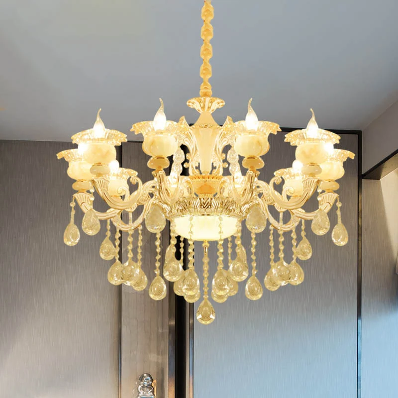 Bloem Woonkamer Kroonluchter Verlichting Kristal 8/10 Lichten Eigentijdse Hanglamp Wit Clearhalo