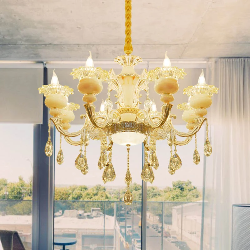 Bloem Woonkamer Kroonluchter Verlichting Kristal 8/10 Lichten Eigentijdse Hanglamp Wit Clearhalo