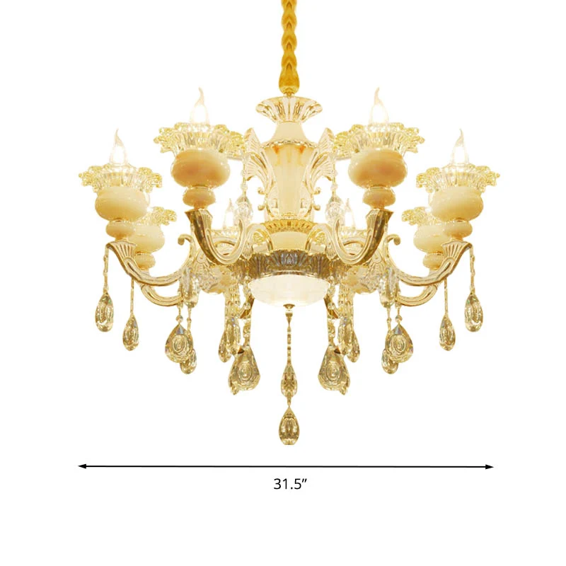 Bloem Woonkamer Kroonluchter Verlichting Kristal 8/10 Lichten Eigentijdse Hanglamp Wit Clearhalo