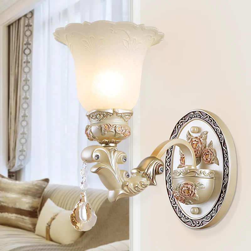 Bloem Woonkamer Wandkandelaar Licht Vintage Opaal Glas 1/2 Lichten Beige Wandlamp Clearhalo