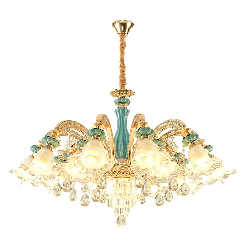 Bloemblaadje plafond hanglamp eenvoudige matglazen woonkamer kristallen hangende kroonluchter goud Clearhalo