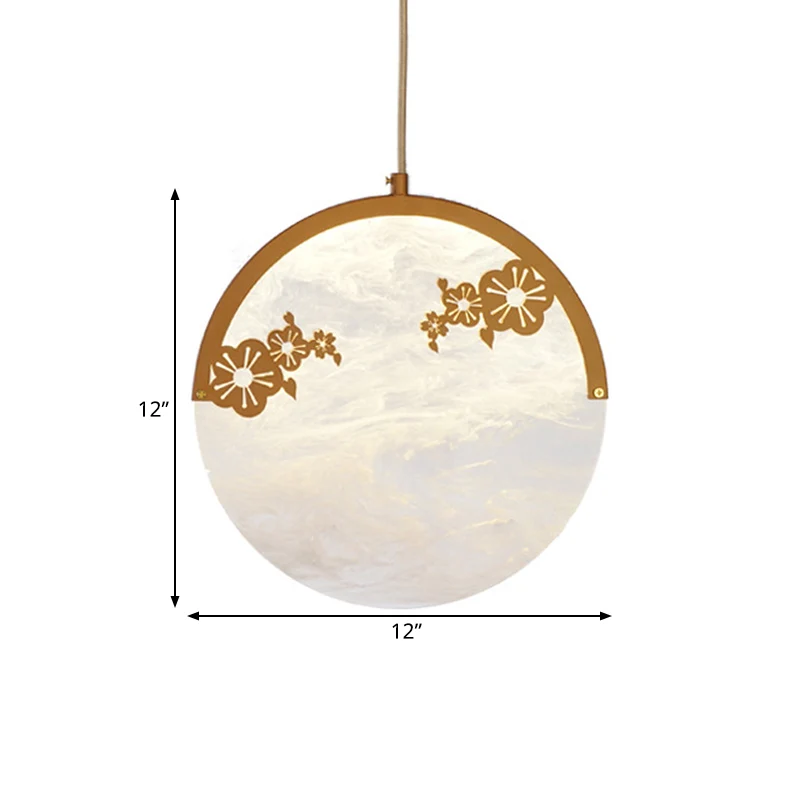 Bloem/blad acryl hangende hanglamp Klassieke 1-lichts woonkamer hanglamp goud Clearhalo